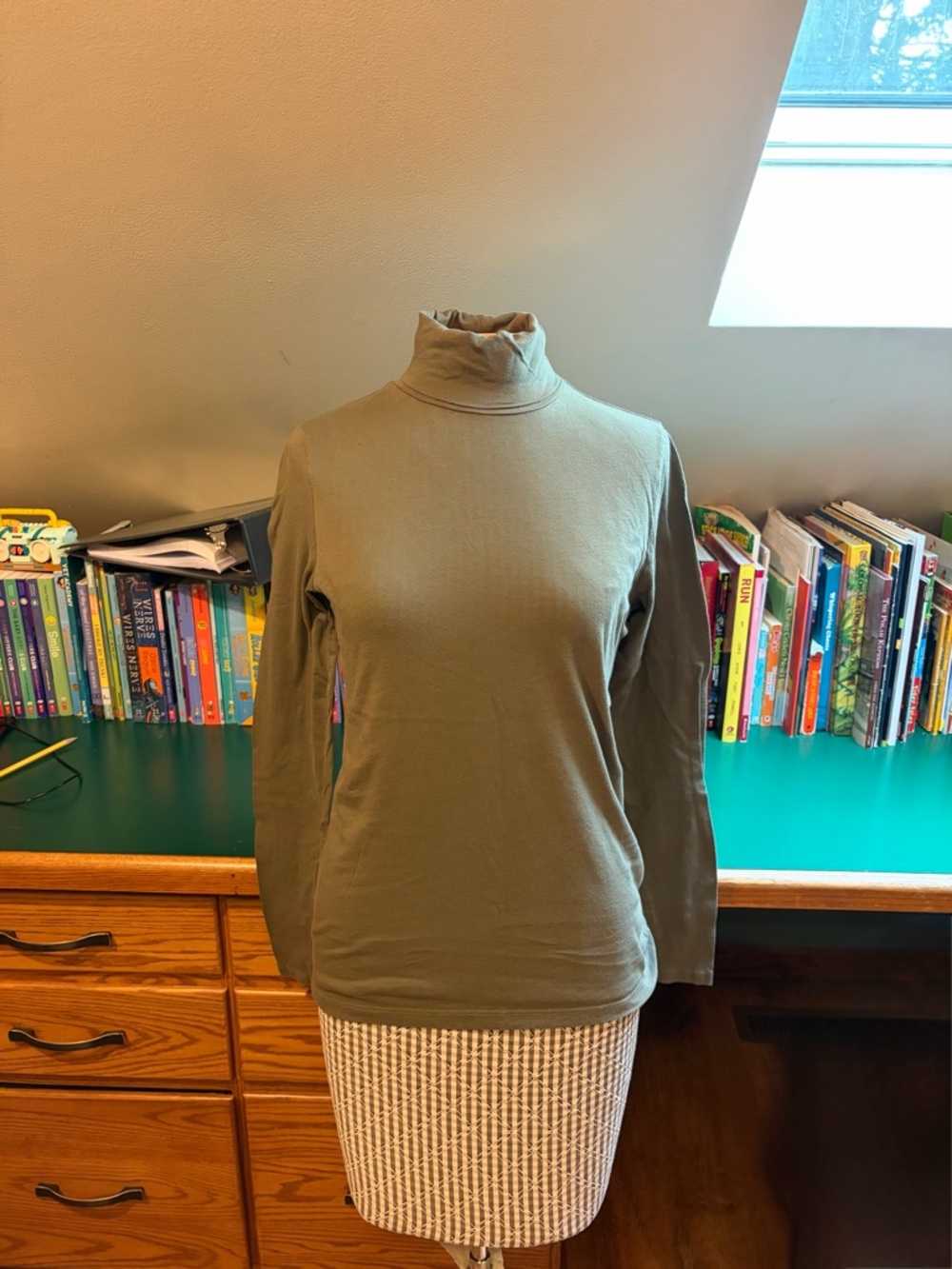 Everlane Olive Green Turtleneck Long Sleeve Top